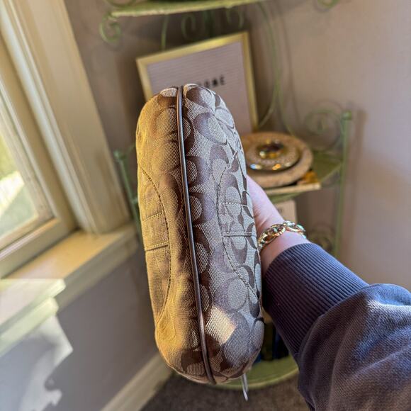 🤎 Vintage COACH F05Q-8K36 Monogram Mini Hobo Bag | Snakeskin Trim & Tassel Y2K - Picture 9 of 9